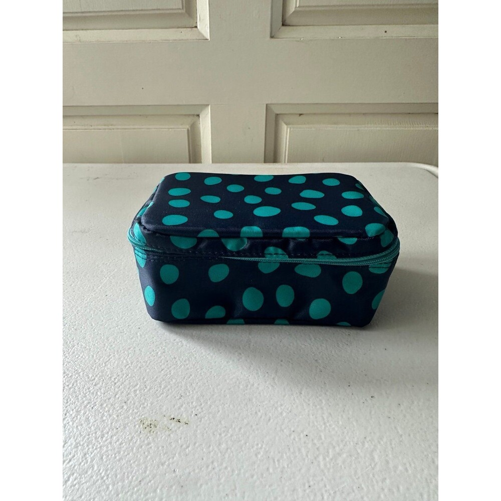 NWOT Thirty-One Navy Lotsa Dots Baubles Bracelets Jewelry Cinch Bags Travel Case